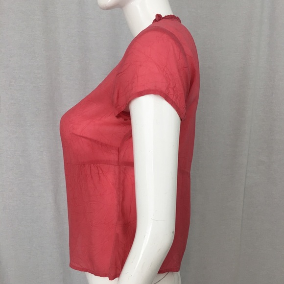 SOLD XS J. Jill Button Down Short Sleeve Sheer Top - Picture 6 of 8